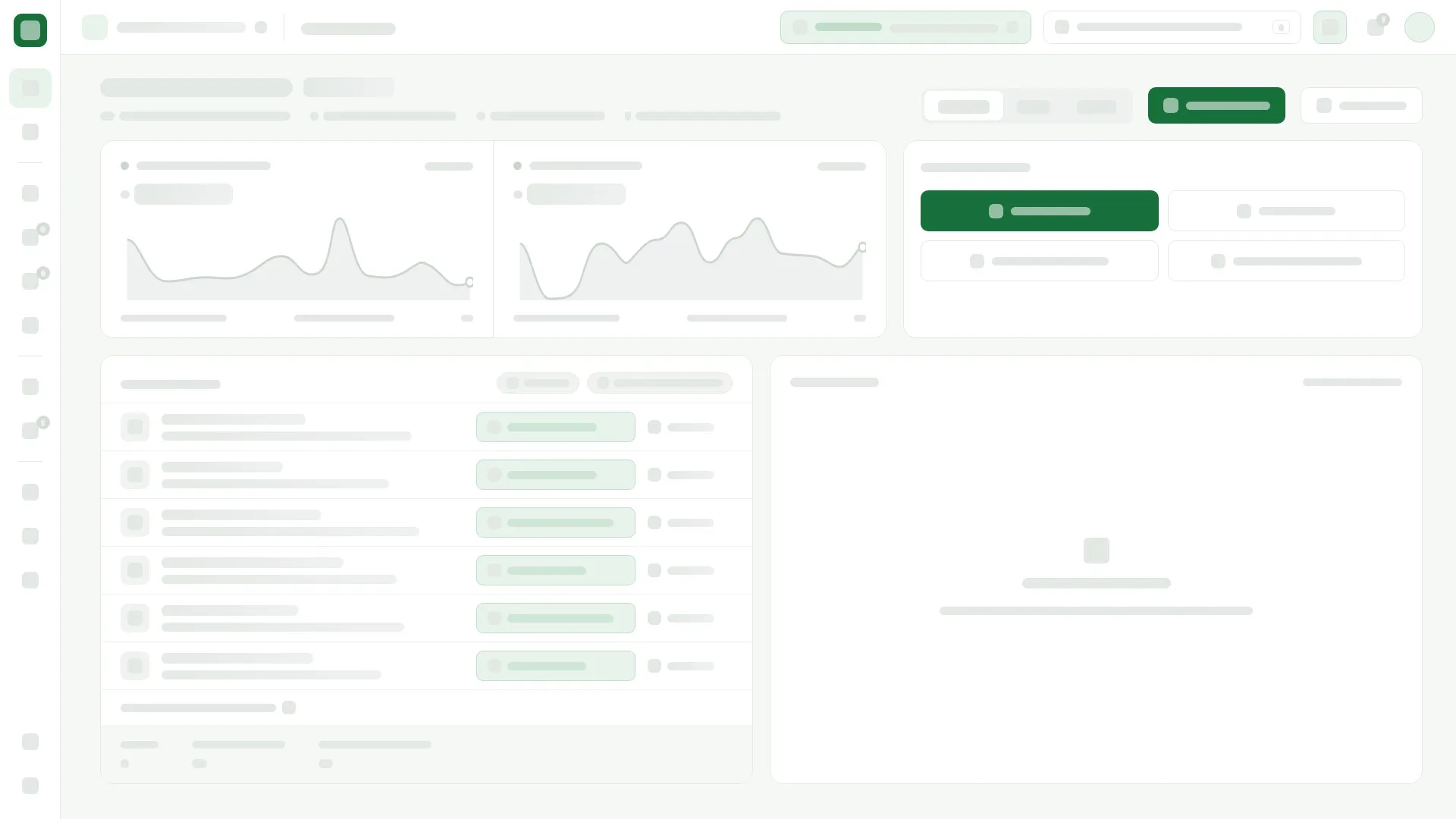 Schets van het SmartPlanner-dashboard: omzetgrafieken, snelkoppelingen, een lijst met order-controles en wat nog te factureren is